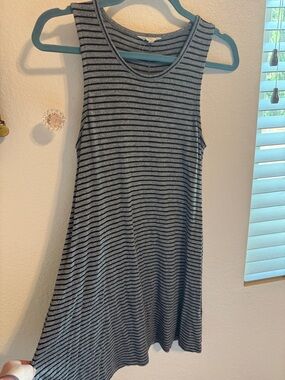 Madewell Black and Gray Striped Sleeveless Mini Dress